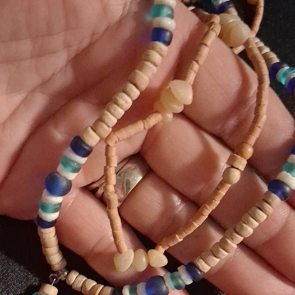 Wooden & Sea Glass Beaded Necklaces with Sea Glass Fish Pendant. 18 & 20 In Long - Picture 6 of 6